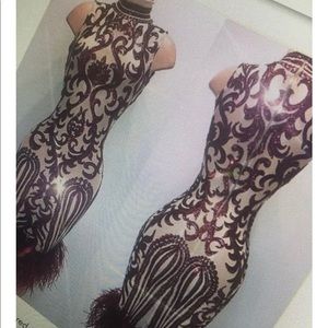 Shane Justin Burgundy Sequin Mermaid Dress